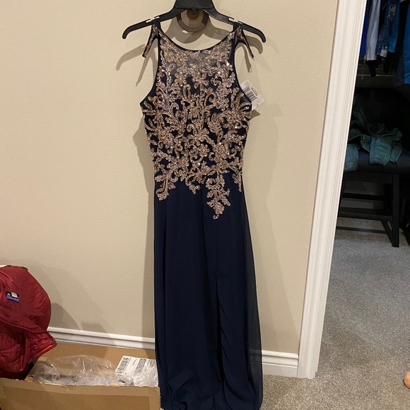 Betsy & Adam Embellished Bodice Chiffon Gown - Mother of the Bride Dress - Picture 1 of 6